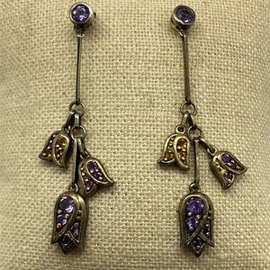 Vermeil amethyst and citrine tulip earrings